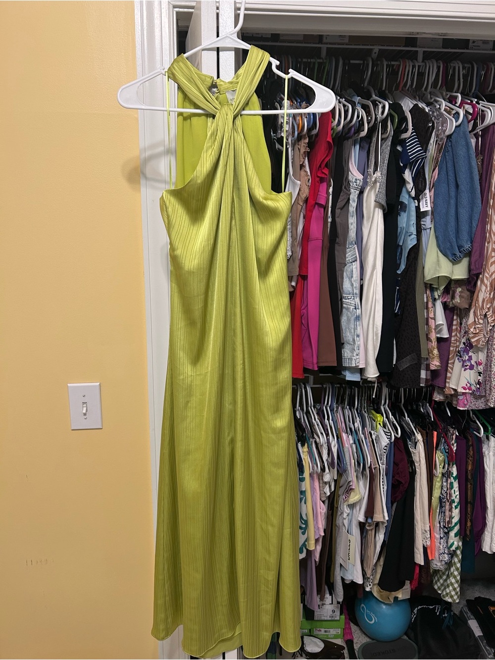 Adelyn Rae Lime Green Twisted Halter Maxi Dress